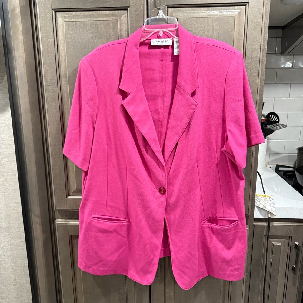 Vintage Sag Harbor Pink Blazer Jacket with Notched Lapels, 90’s, BarbieC…